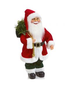 Accents Christmas Standing Santa Claus with Sack Plush Green Red White 40H x 23W x 17cm D