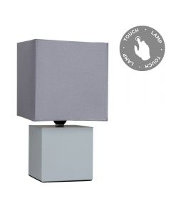 MiniSun Modern Grey Cube Design Touch Dimmer Bedside Table Lamp with Grey Shade