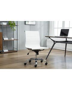 Porthos Home Karina Desk Office Chair 360° Swivel with Wheels PU Leather, White