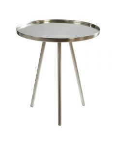 House Premier Corra Nickel Finish Side Table Iron Mirror/Silver Effect