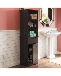 RiverRidge Ashland Bathroom Tall Cabinet Freestanding Espresso Brown Wood