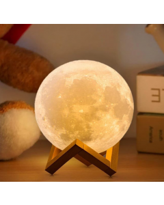 ACED 3D Moon Table Lamp 16 Colours Selectable with Wooden Stand Remote Control