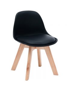 Porthos Home Children's Chair Seat Cushioning and Natural Beech Legs Black 57.15H x 38.1W x 38.61cmD 