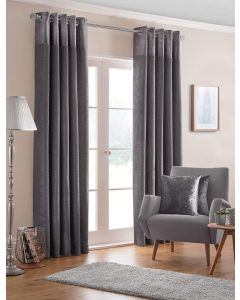 Design Studio Fully Lined Eyelet Curtains Silver 117W x 183D cm 