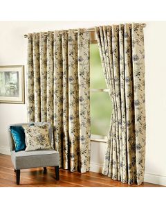 Scatter Box Ardlea Floral One Pair Lined Eyelet Curtains, Blue 198cm W x 229cm Drop Polycotton