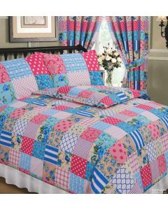 HiCollections Duvet Cover Set Patchwork Blue Pink King 5Ft  