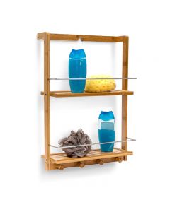 Relaxdays 2 Tier Hanging Bamboo Wall Mounted Shower Caddy 