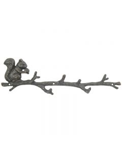 Home Additions Metal Squirrel on Branch Hooks Brown 10cm H X 34cm W X 4cm D