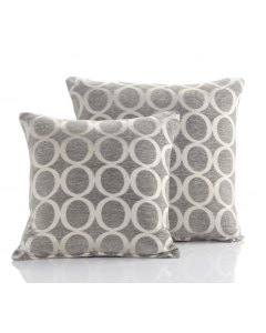 OH Set of 2 Filled Cushion Geometric Chenille Style Silver 45 x 45 cm