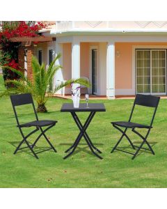 Outsunny Outdoor Garden Rattan Furniture Coffee Table Set, Black 