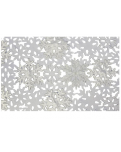 THE SEASONAL AISLE WHITE SNOWFLAKE TABLE CLOTH 45cm W x 72cm L
