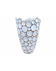 Ivory Home Décor White Vase with Gold 30x30x48cm