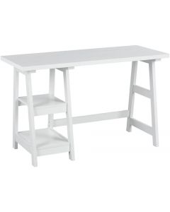 Furniture-R Laptop Computer Wood Desk Table with 2 Shelf, White L119 x H74 x W51cm
