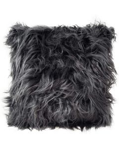 House Additions Mongolian Cushion Cover Faux Fur Charcoal Grey, 45cm x 45cm