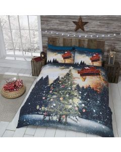 Urban Unique Northern Lights Duvet Set Christmas, Polyester-Cotton, Multi-Colour, 5ft King Size