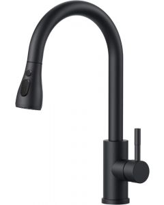 FORIOUS Kitchen Sink Taps Pull Down Faucet Stainless Steel Matte Black 