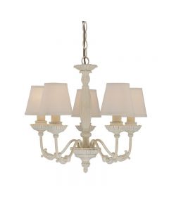 Savoy House Europe Classic Ives 5 Light Chandelier Poly Resin, Beige White
