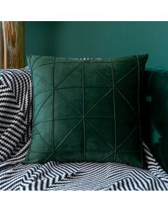 House Additions Velvet Geometric Cushion Cover Dark Green 45x45cm