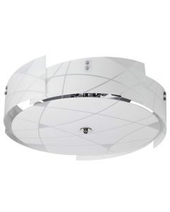 MW Light 5 Flush Ceiling Light with Glass Drum White Matte Shade