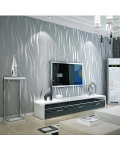 ZHANGKE Modern Luxury 3D Wallpaper Roll Stripe Grey Silver 9.5m x 0.53m