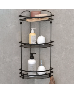 Tekno-Tel Bathroom Shower Corner 3 Shelves Shower Organizer Black