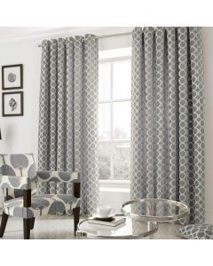 Alan Symonds Oh Eyelet Lined Curtains Chenille Silver Grey 168W cm x 229D cm  