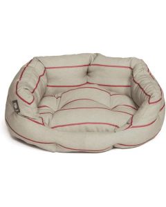Danish Designs  Heritage Herringbone Deluxe Slumber Pet Dog Bed Red Stripes Brown Beige 24”