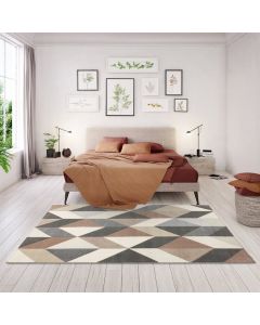 House Additions Velma Cosy Rug Geometric, Grey Cream Beige 120 x 170 cm