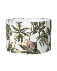 House Additions Monkey Palm Tree Drum Lampshade White Green 35cm