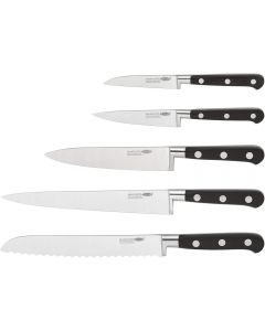 Sabatier Stellar Professional Kitchen Knife Set Block With Knives 5-Piece Set High Quality Stainless Steel Black and Wood