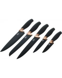 Taylor's Eye Witness 5PC Brooklyn Knife Set with Knife Sharpener, Black and Copper