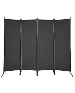 House Additions 4-Panel Folding Room Divider With Steel Frame Black 220 x 173cm