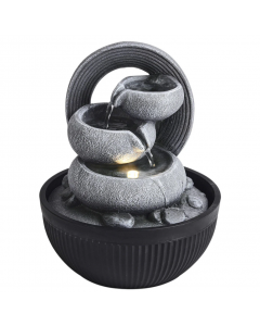 Kiei Garden Outdoor or Indoor Fountain Resin Water Feature with LED Light Grey