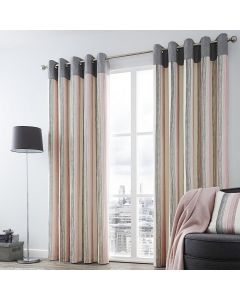 Fusion Rydell Stripe 100% Cotton Eyelet Lined Curtains Blush Pink 228 W x 228 D cm