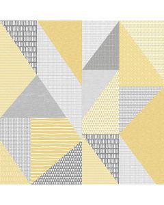 House Additions Larsson Geometric Pearl Effect Embossed Wallpaper Roll Ochre Yellow Grey 10.05m x 0.53m  