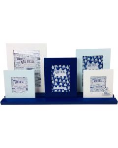 Geko Boat Sea Life 5 Photo Frames on Tray Décor Blue and White