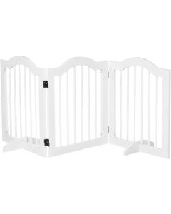 PawHut 3 Panels Pet Dog Gate Safety Barrier Freestanding Wood White