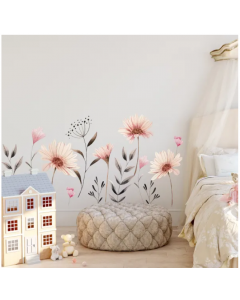 WALPLUS Wall Peel and Stick Room Decor Delicate Watercolour Flowers Pink