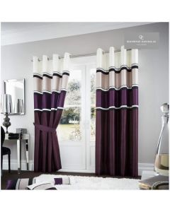 Gaveno Cavailia Luxurious Panama Eyelet Curtains Aubergine Purple 229 x 229cmD
