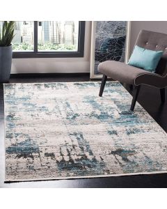 Safavieh SHIVAN ABSTRACT Contemporary With Fringe Rectangle Area Rug,  in Ivory Navy, 120 x 180cm 
