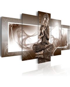Musing Buddha Graphic Art Print Multi-Piece Image Canvas Brown Grey Black 50 x 100cm