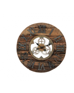 House Additions Fite Wood Rustic Wall Clock Large Roman Numeral 65 cm X 65 cm 