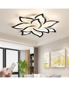 Milo Lighting Modern LED Ceiling Light Flower Shape 10 Petals White & Black