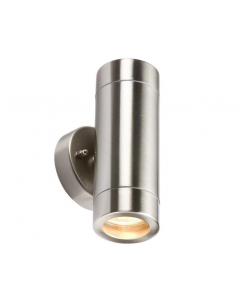 Knightsbridge Up and Down 2 Light Wall Spotlight Brushed Stainless Steel
