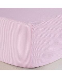 Great Knot Egyptian Cotton 200 Thread Cambridge Stripe Fitted Sheet 4ft.6 Pink