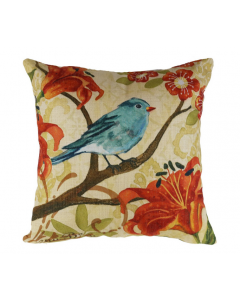Sterxy Type 1 Bird and Flower Linen Cotton Cushion Cover, Multi-Colour,  45 x 45 cm 
