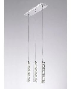 Galaxy 3-Light Ceiling Pendant Silver and Crystal, L50 xW 8 x H120cm