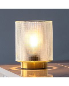 MJ Premier Home Decor Gold Table Lamp with Clear Glass Battery Operated 