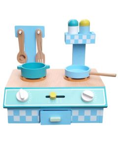 Liberty House Toys Kids Wooden Play Kitchen with Pans & Utensils Blue 