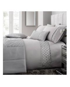 Vanguard Darcy Collection Duvet Cover Set Double 4FT 6, Silver Grey